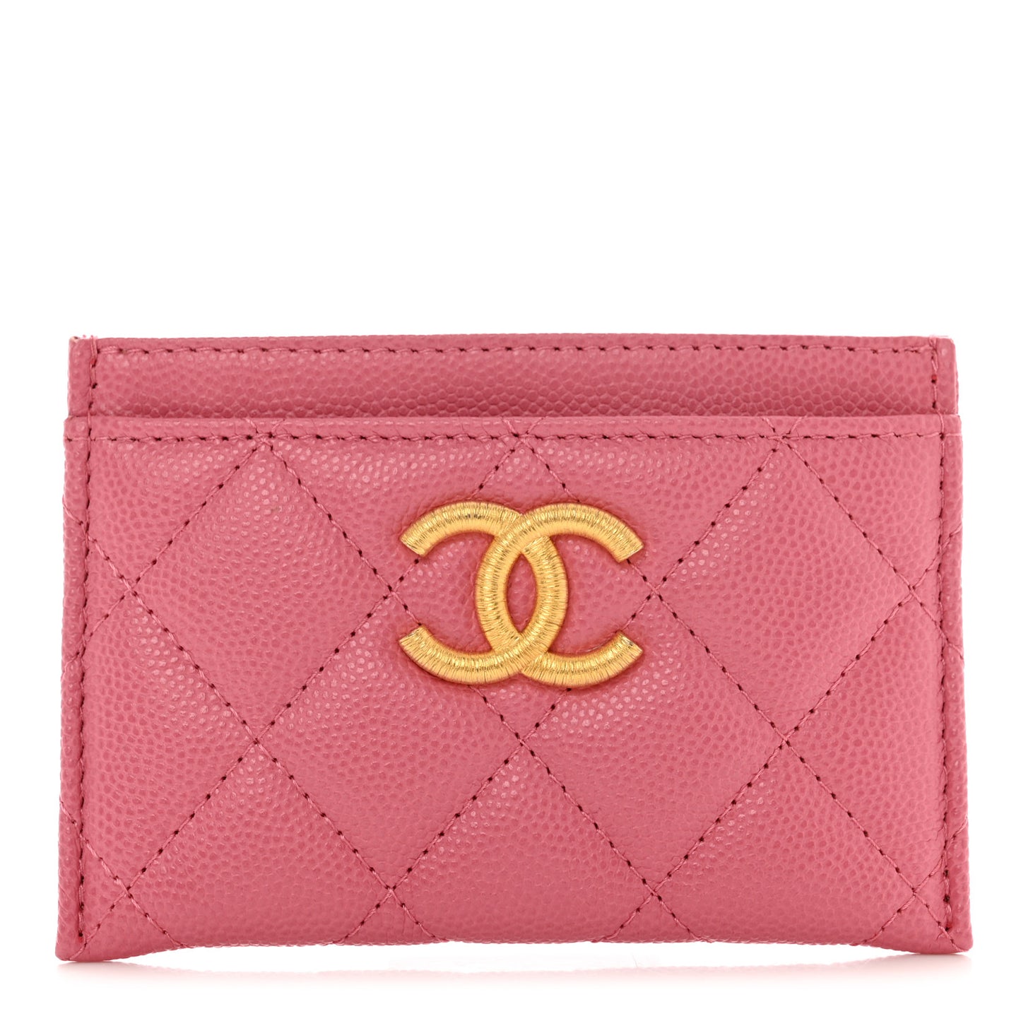 Caviar Quilted Textured CC Card Holder Pink