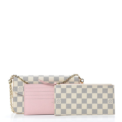 Louis Vuitton Damier Azur Pochette Felicie Chain Wallet Rose Ballerine 2 of 13