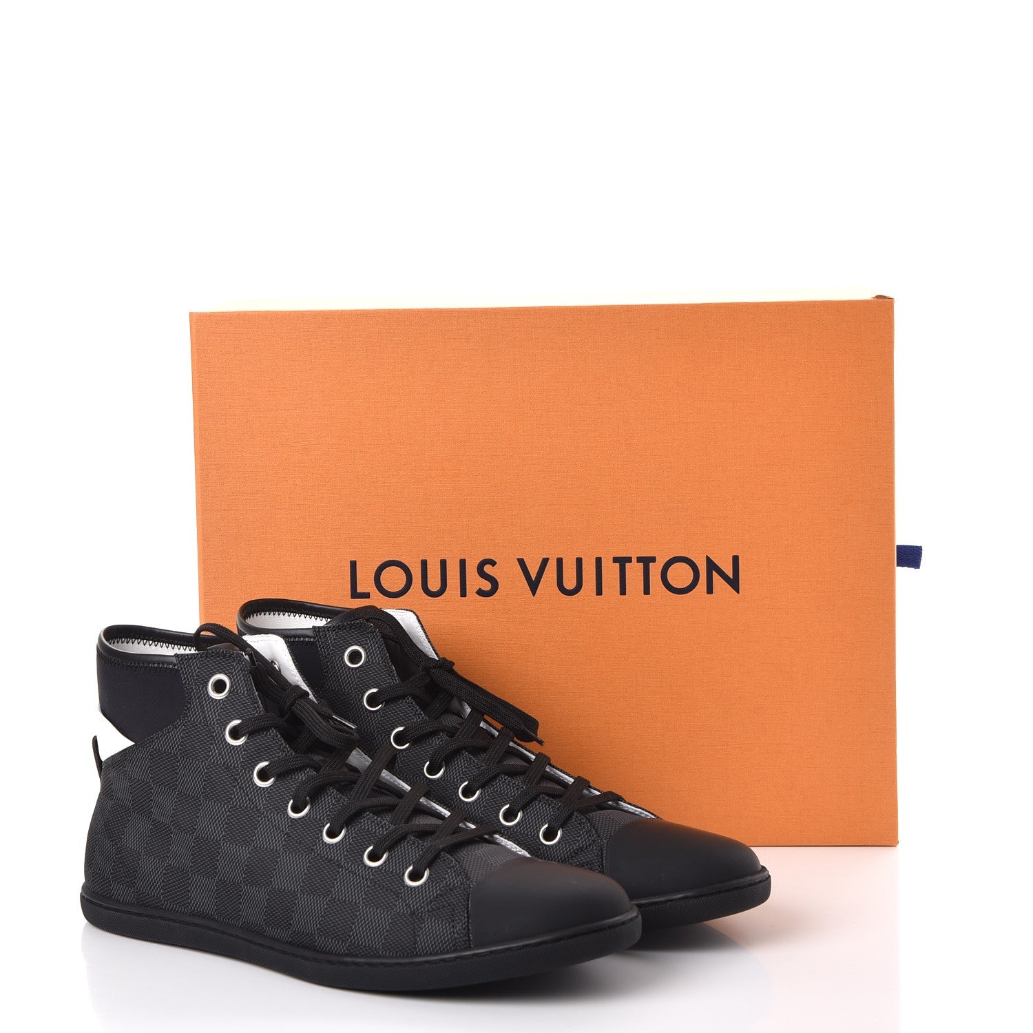 Louis Vuitton Nylon Damier Graphite Baseball High Top Sneaker Boots 9 9 of 9