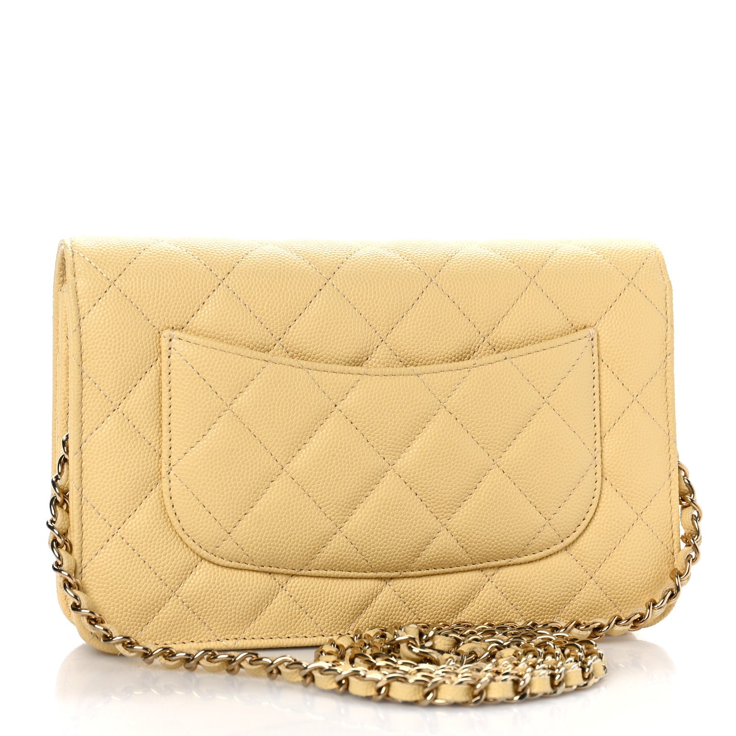 Caviar Quilted Wallet on Chain WOC Yellow