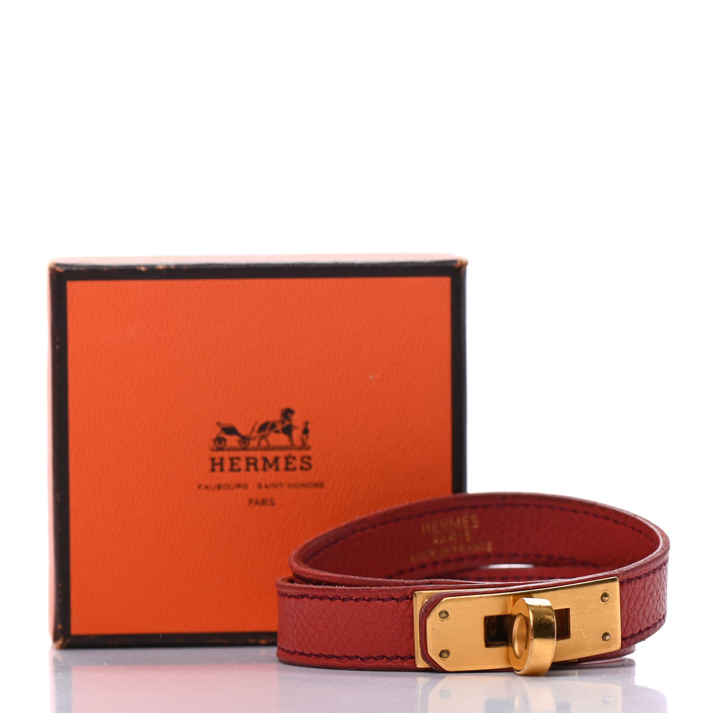 Epsom Kelly Double Tour Bracelet Vermillion