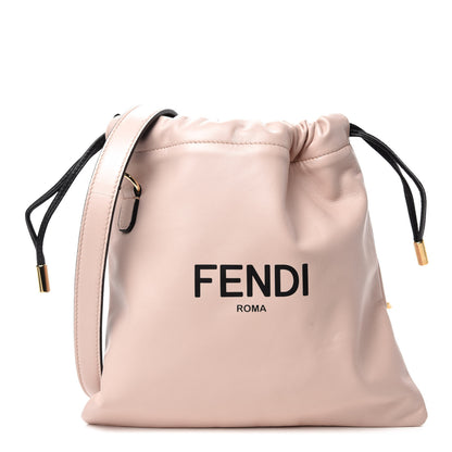 Fendi Soft Nappa Logo Small Drawstring Pouch Bag Rosa Quarzo Black 1 of 10