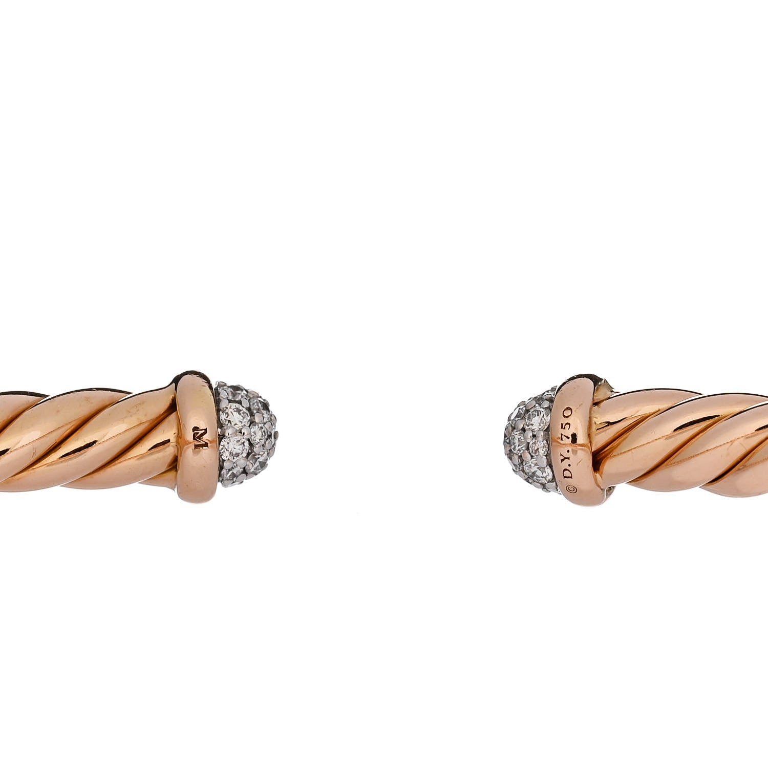 David Yurman 18K Rose Gold Diamond 4mm Cablespira Bracelet 3 of 4