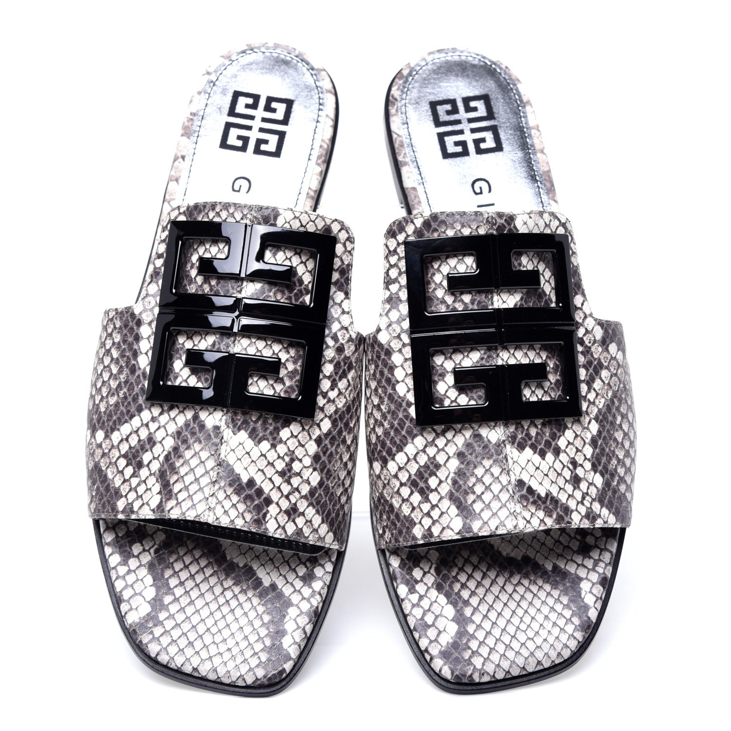 Givenchy Calfskin Python Print 4G Flat Sandals 38 Stone Grey 5 of 11