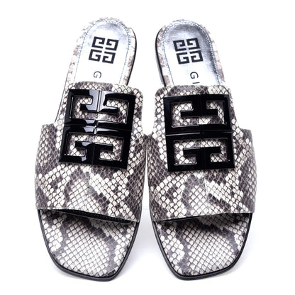 Givenchy Calfskin Python Print 4G Flat Sandals 38 Stone Grey 5 of 11