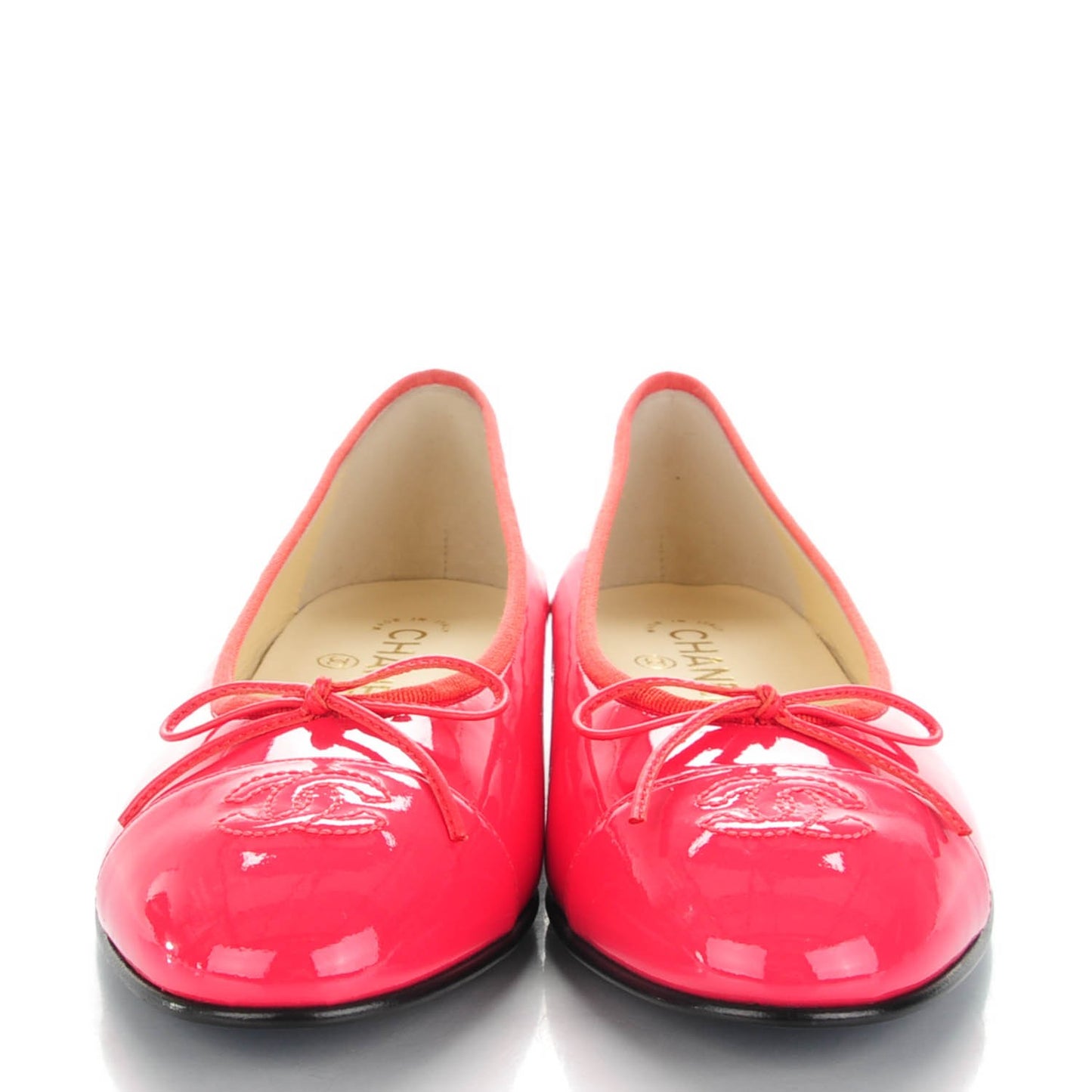 Patent CC Cap Toe Ballerina Flats 39.5 Coral