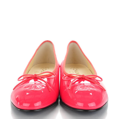 Chanel Patent CC Cap Toe Ballerina Flats 39.5 Coral 2 of 9
