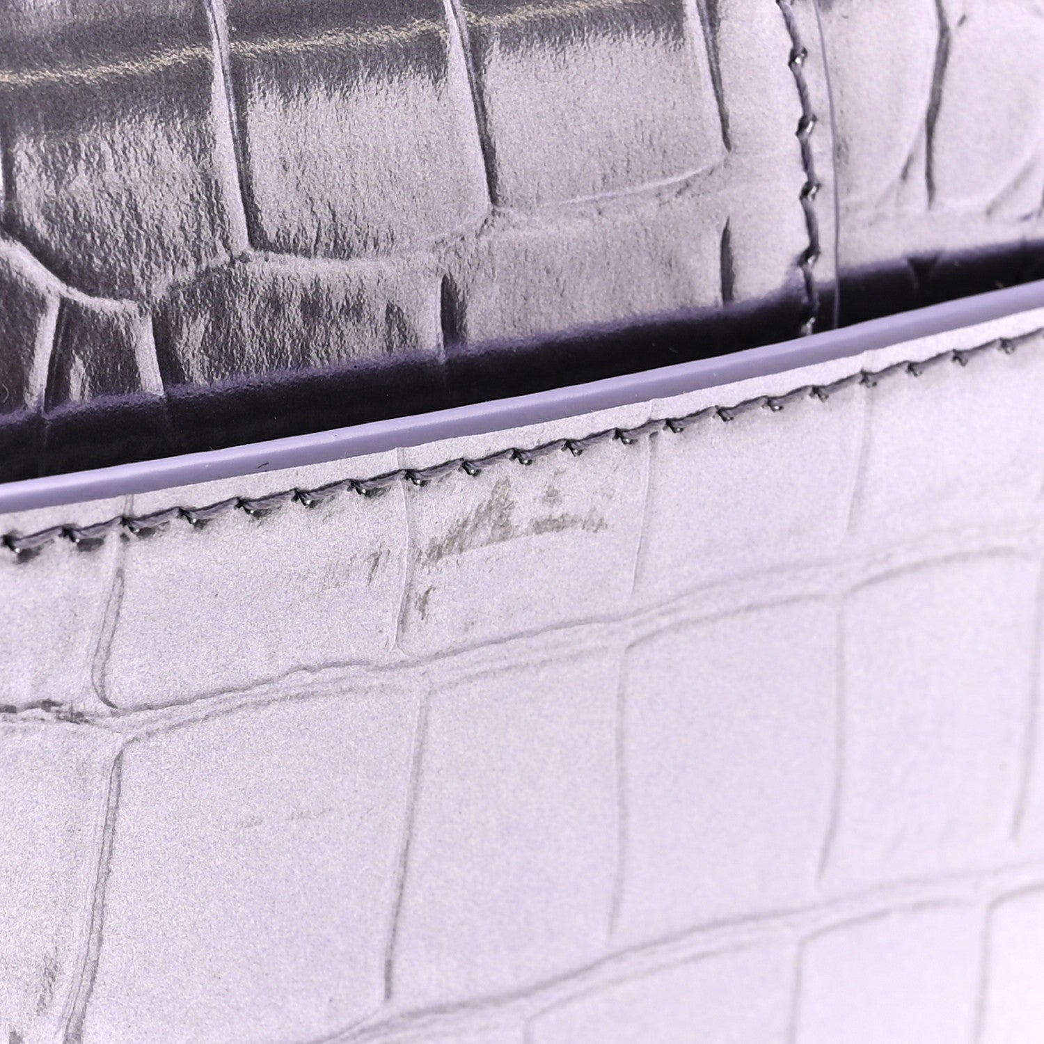 Balenciaga Shiny Metallic Calfskin Crocodile Embossed Hourglass Chain Bag Lilac 11 of 11