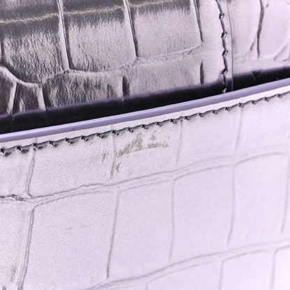 Balenciaga Shiny Metallic Calfskin Crocodile Embossed Hourglass Chain Bag Lilac 11 of 11