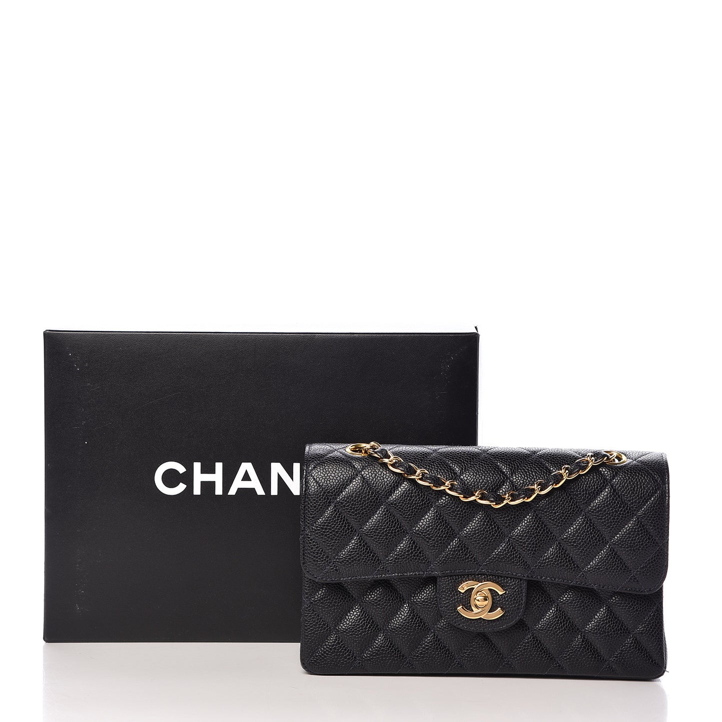 Caviar Quilted Small Double Flap Navy
