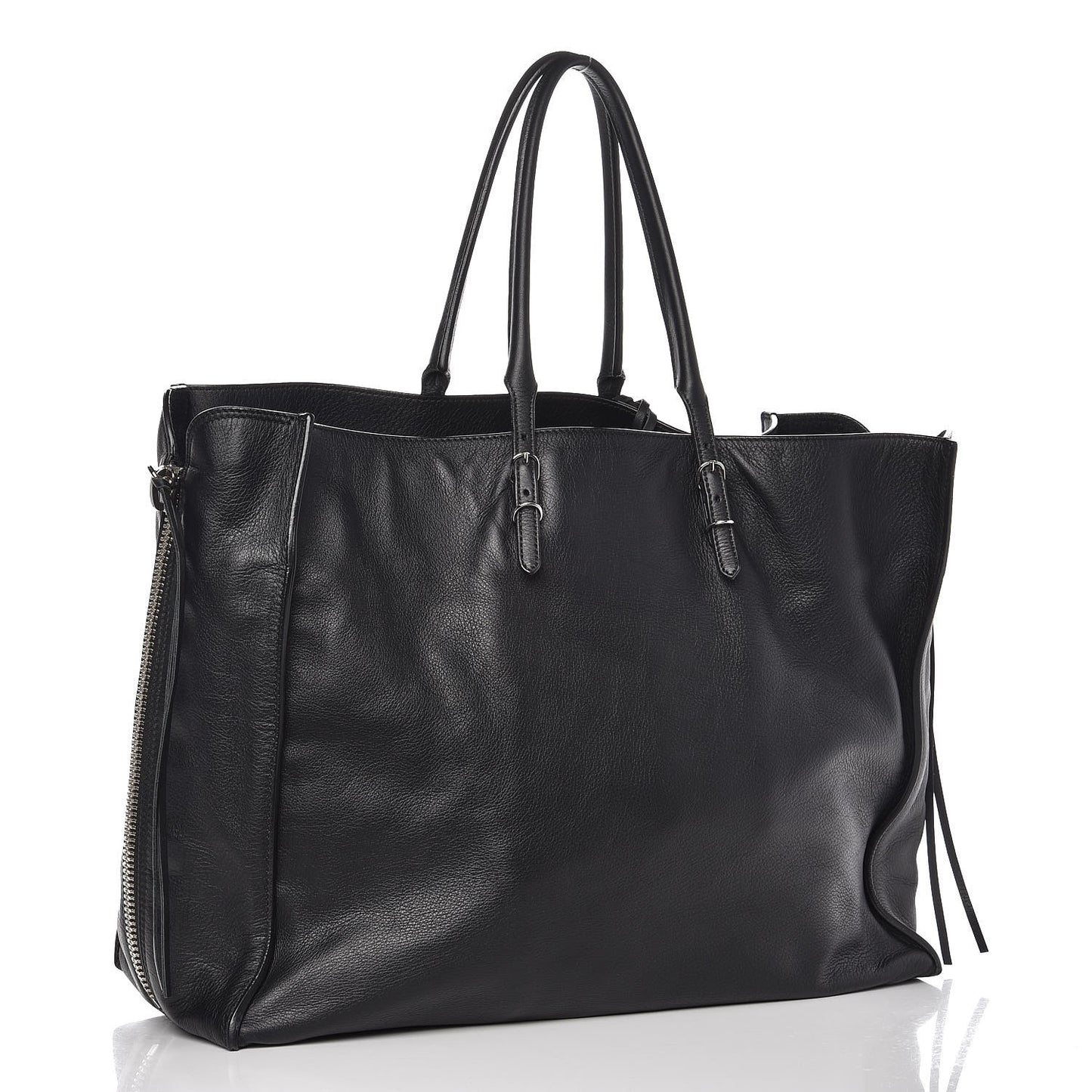 Supple Calfskin Papier A4 Zip Around Tote Black