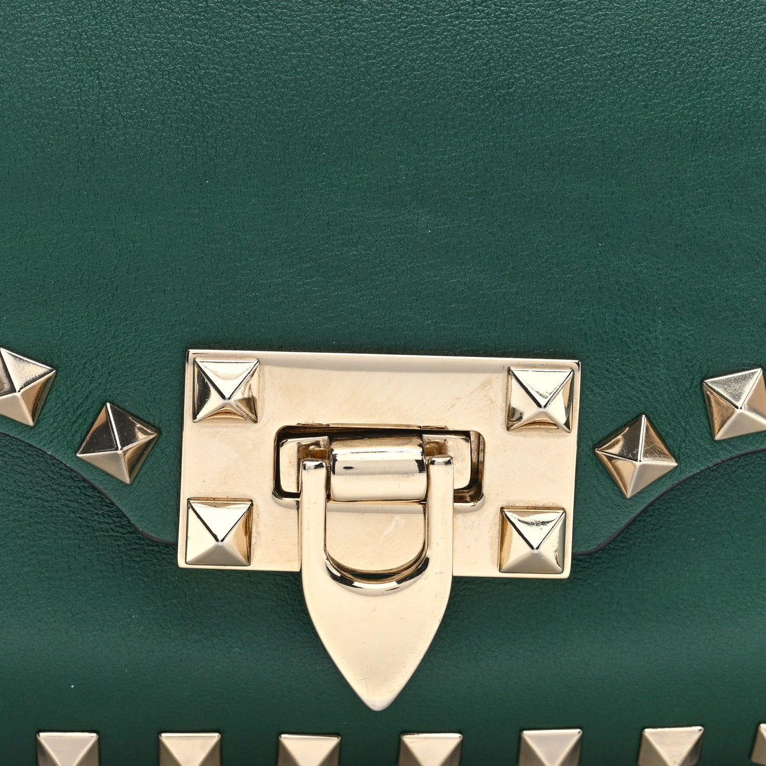Valentino Garavani Vitello Small Rockstud Flap Saddle Bag Smeraldo Black 7 of 9