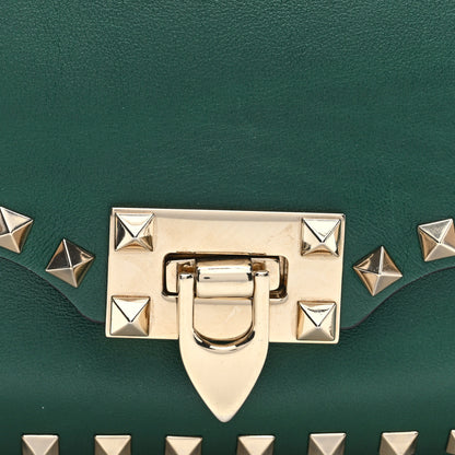 Valentino Garavani Vitello Small Rockstud Flap Saddle Bag Smeraldo Black 7 of 9