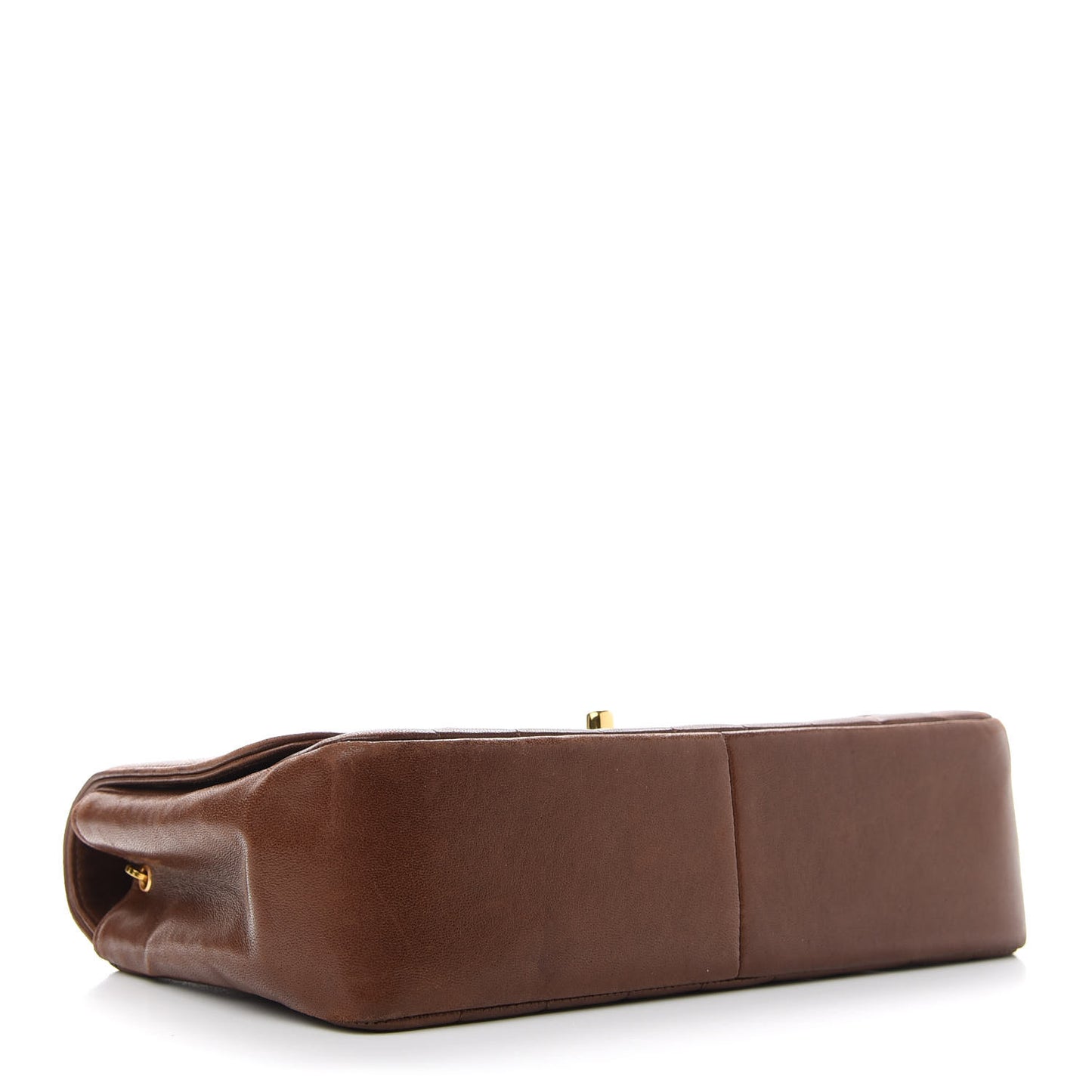 Lambskin Vertical Quilted Medium Single Flap Brown