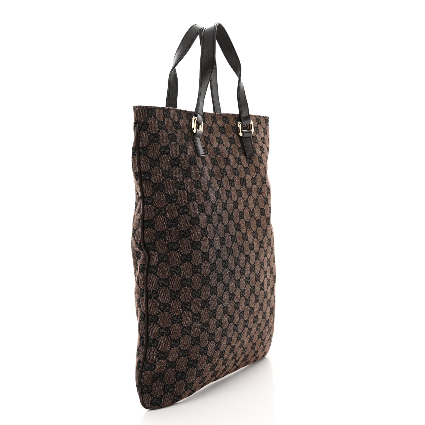 Calfskin Canvas Monogram Flat Vertical Tote Brown