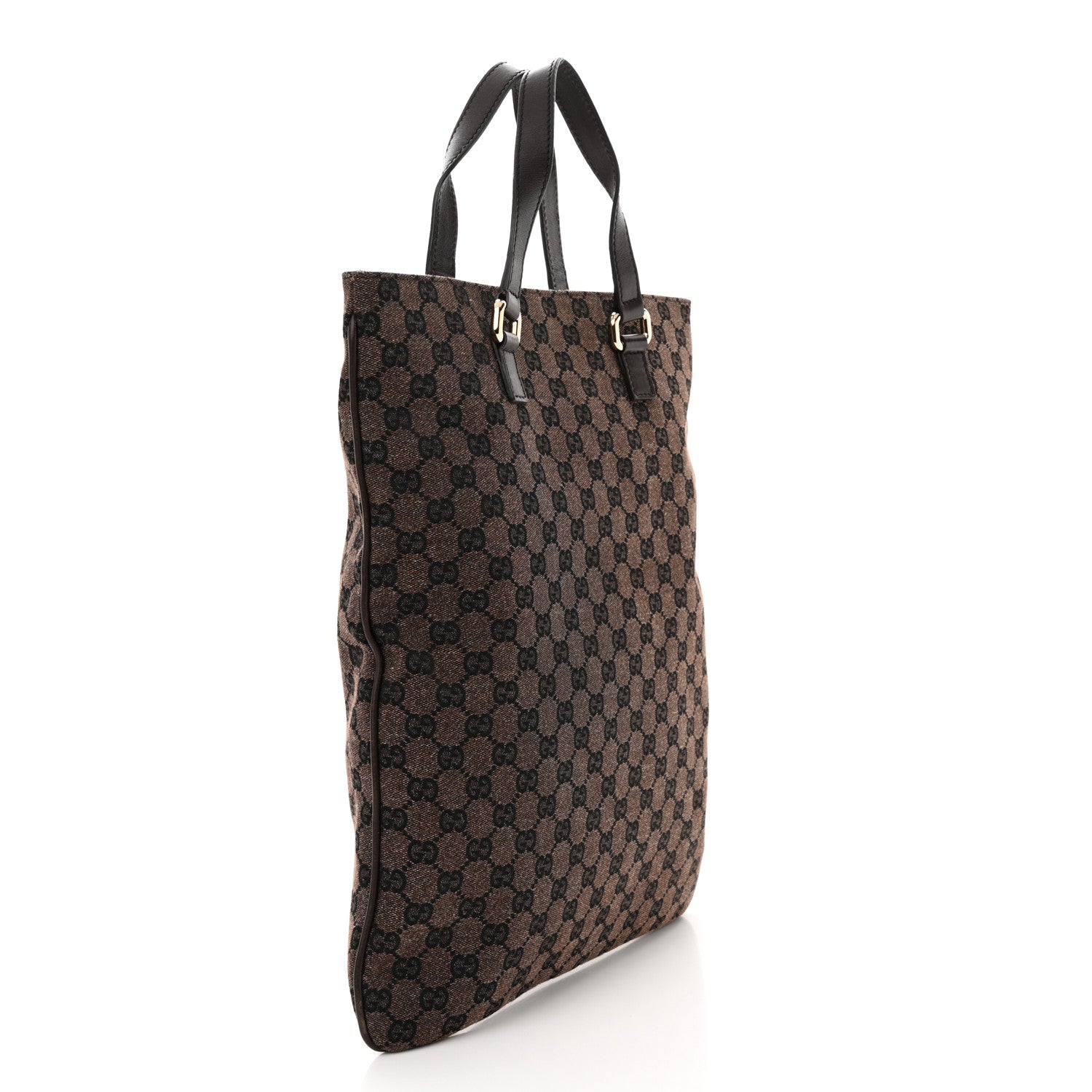 Gucci Calfskin Canvas Monogram Flat Vertical Tote Brown 3 of 11