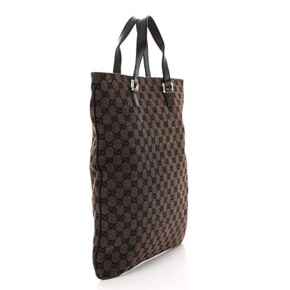 Gucci Calfskin Canvas Monogram Flat Vertical Tote Brown 3 of 11