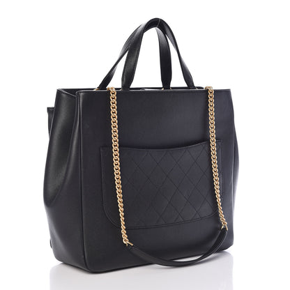 Chanel Grained Calfskin Stitched Lady Coco Top Handle Tote Black 3 of 9