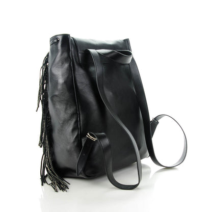 Saint Laurent Calfskin Studded Fringed Festival Backpack Black 3 of 7