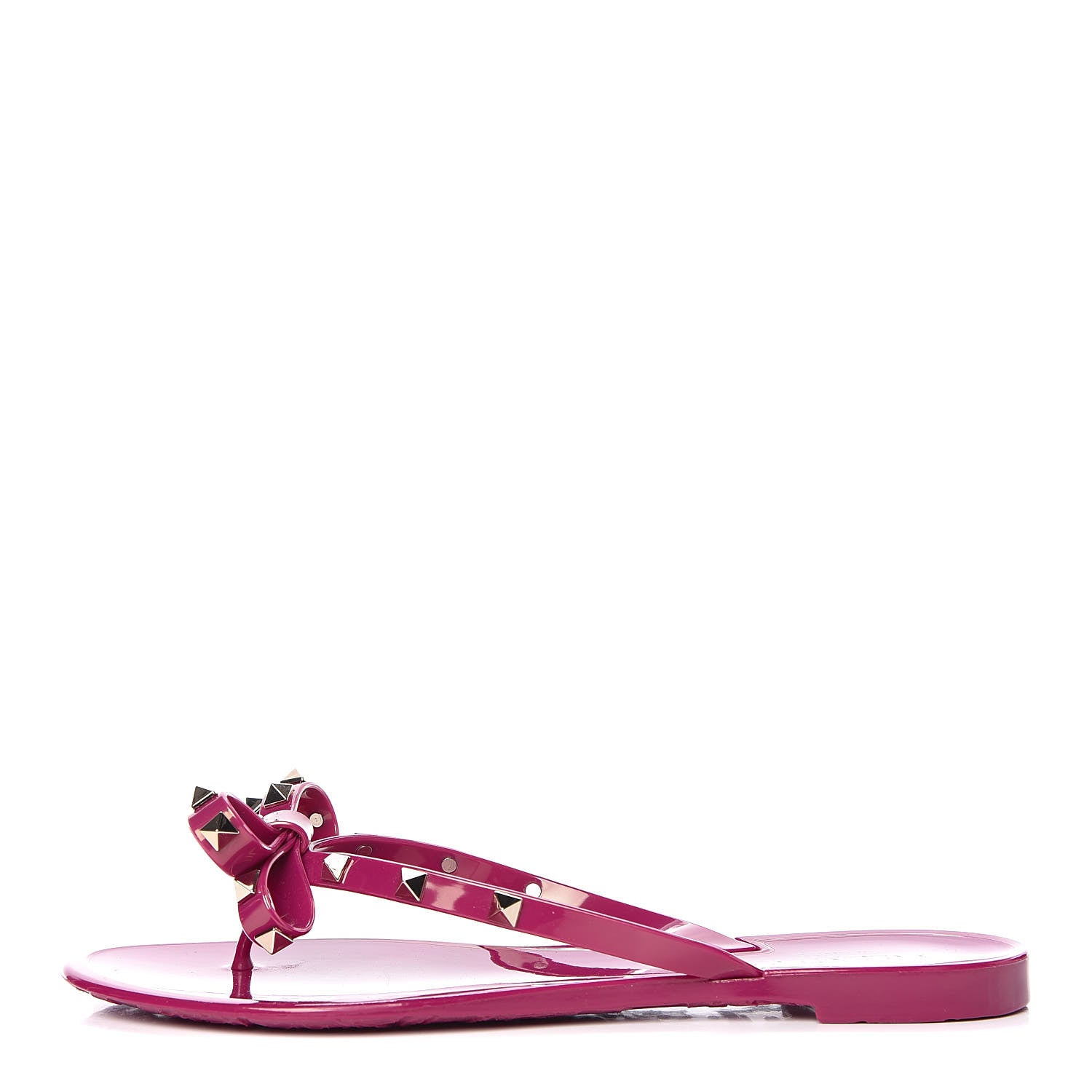 Valentino Garavani PVC Jelly Rockstud Bow Thong Sandals 41 Deep Cyclamin 1 of 8