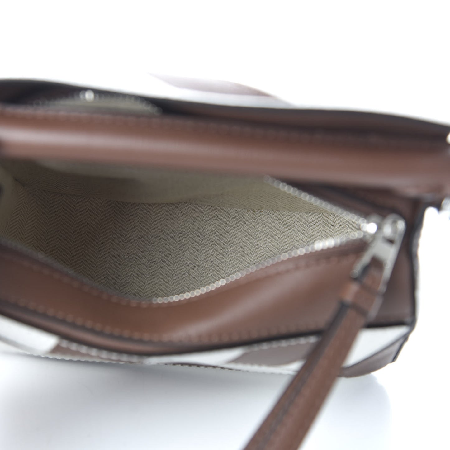 Calfskin Rugby Mini Puzzle Bag Brunette Soft White