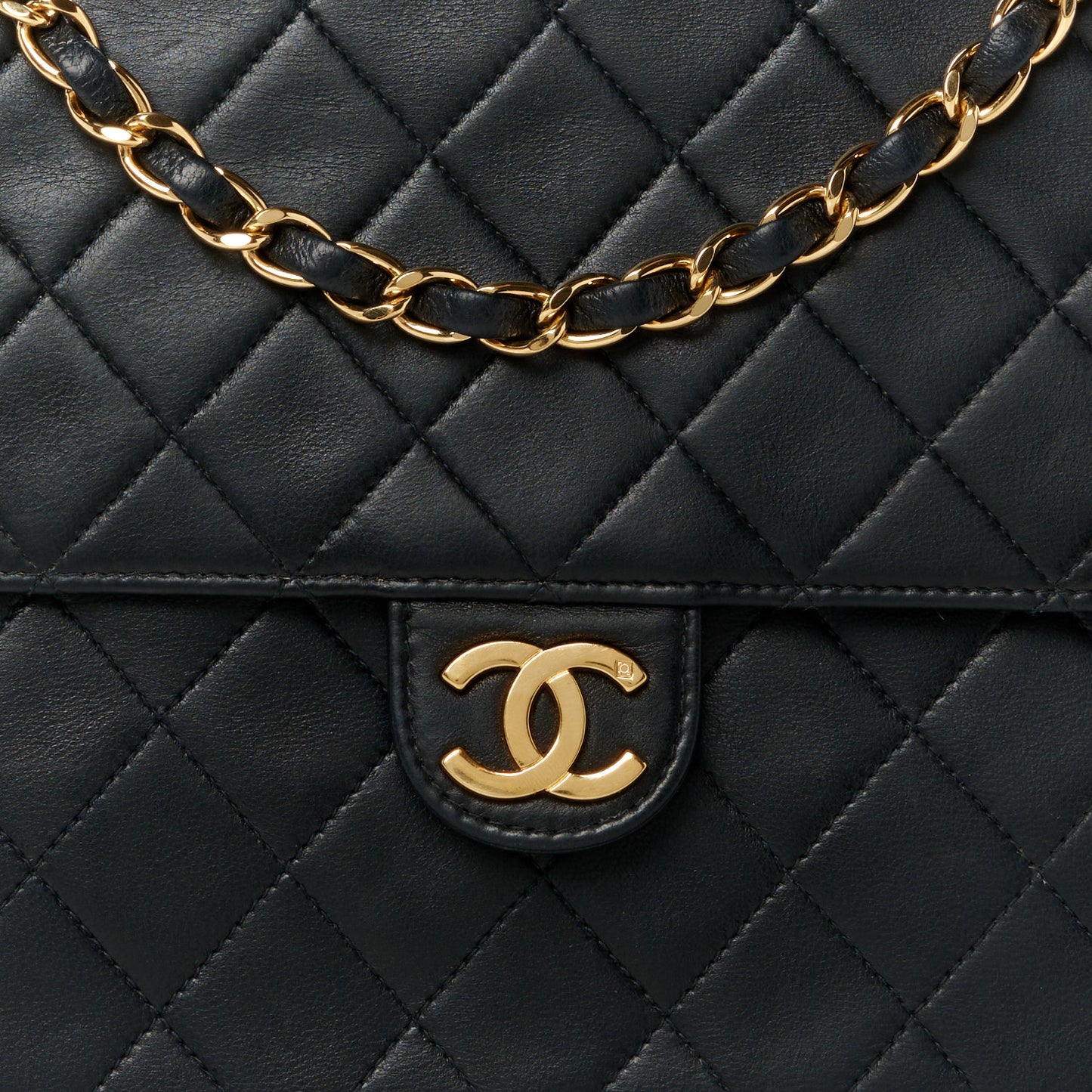 Lambskin Quilted Small Single Flap Black