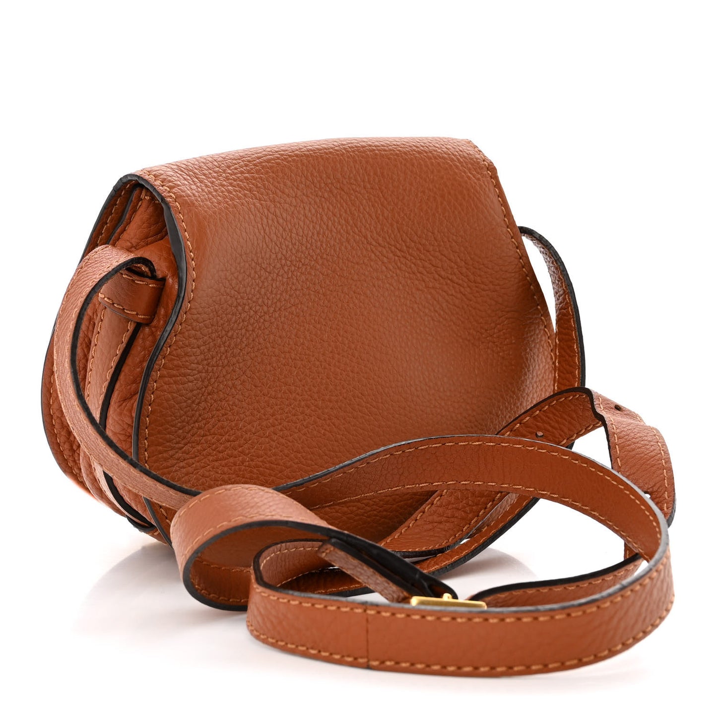 Grained Calfskin Small Marcie Saddle Bag Tan