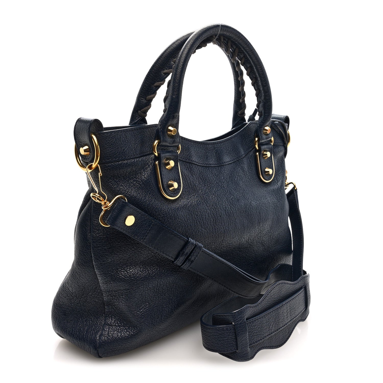 Balenciaga Chevre Gold Metallic Edge Hardware Town Bleu Nuit Dark Sea 4 of 10