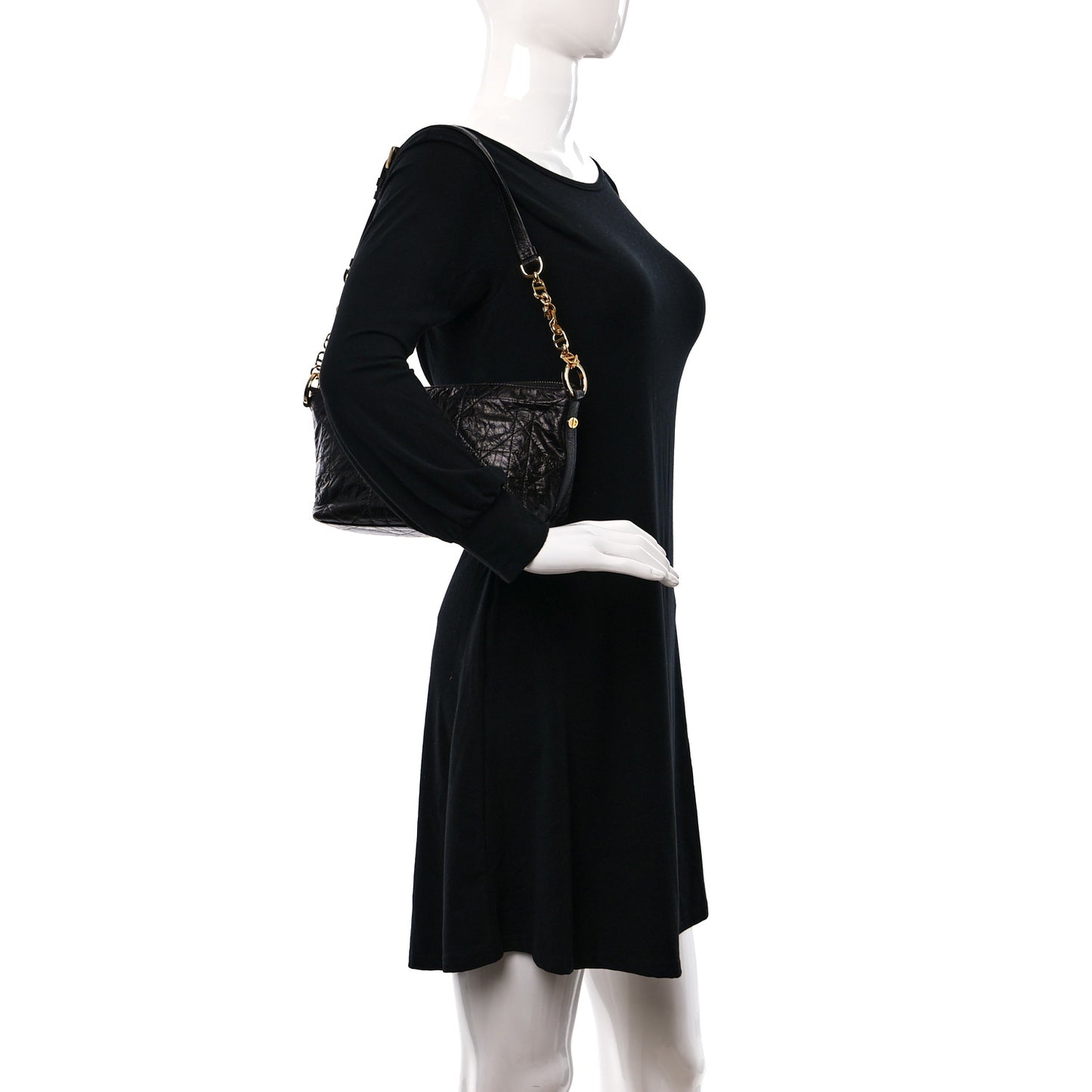 Crinkled Calfskin Macrocannage DiorStar Hobo Bag Black