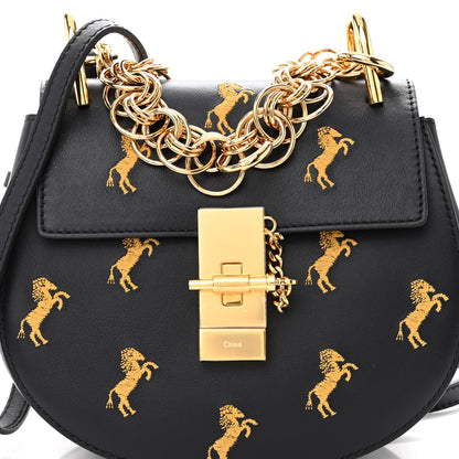 Chloe Calfskin Little Horses Embroidered Mini Drew Bijou Shoulder Bag Full Blue 6 of 8