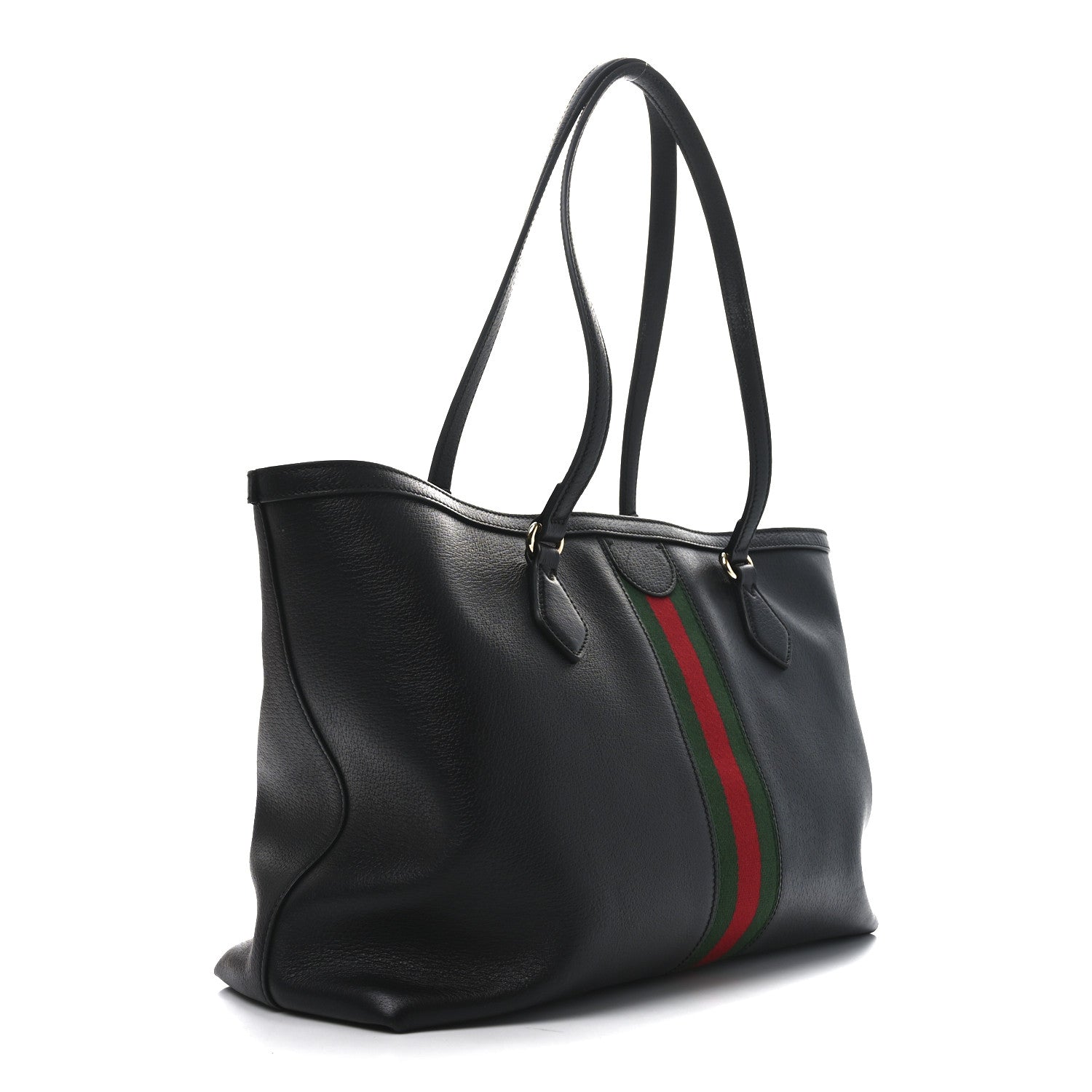 Gucci Textured Calfskin Web Medium Ophidia Shopping Tote Black 3 of 12