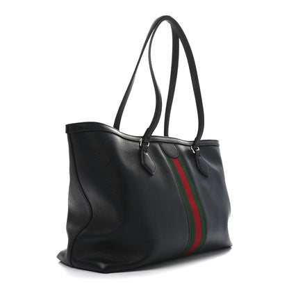 Gucci Textured Calfskin Web Medium Ophidia Shopping Tote Black 3 of 12