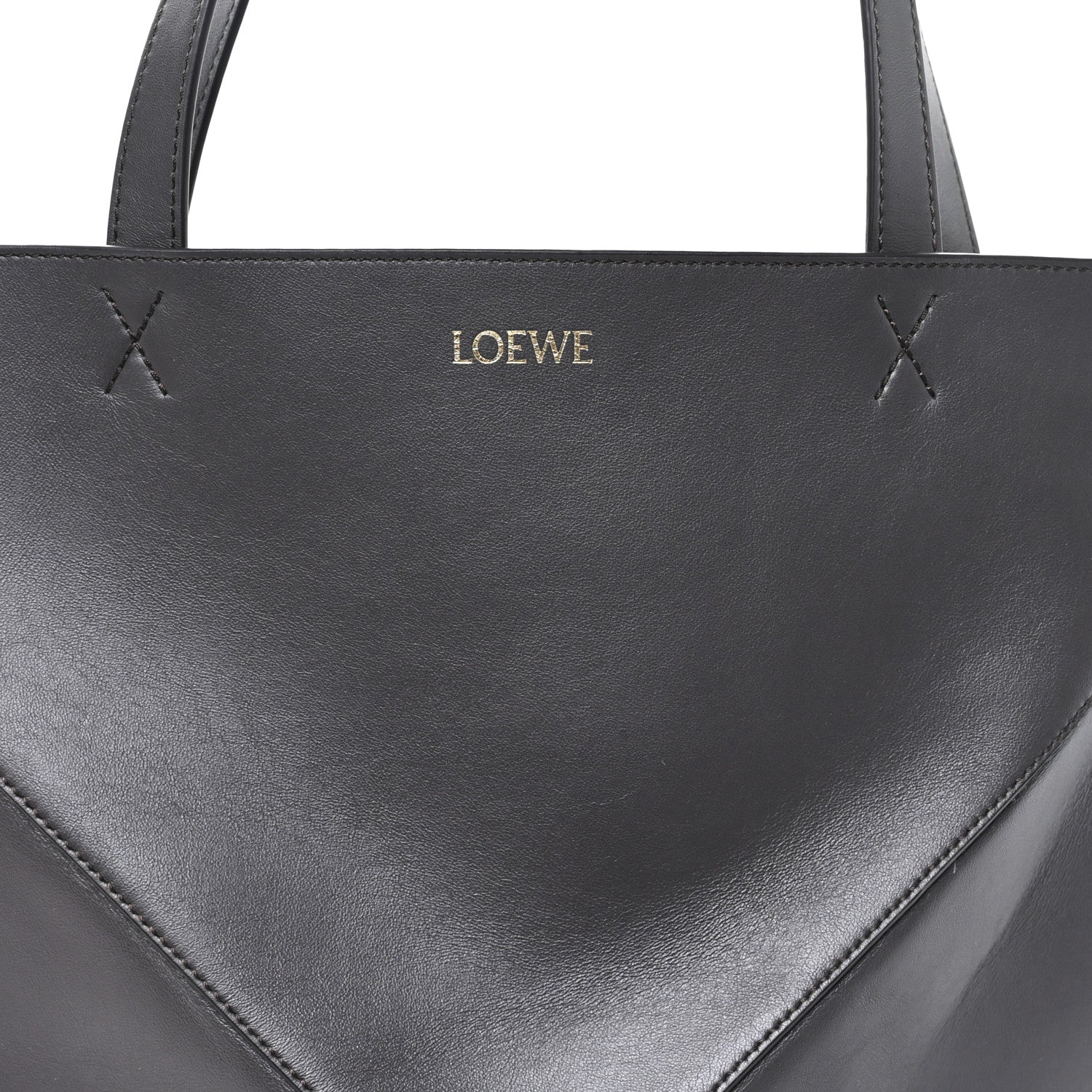 Loewe Shiny Calfskin Large Puzzle Fold Tote Dark Grey 7 of 9