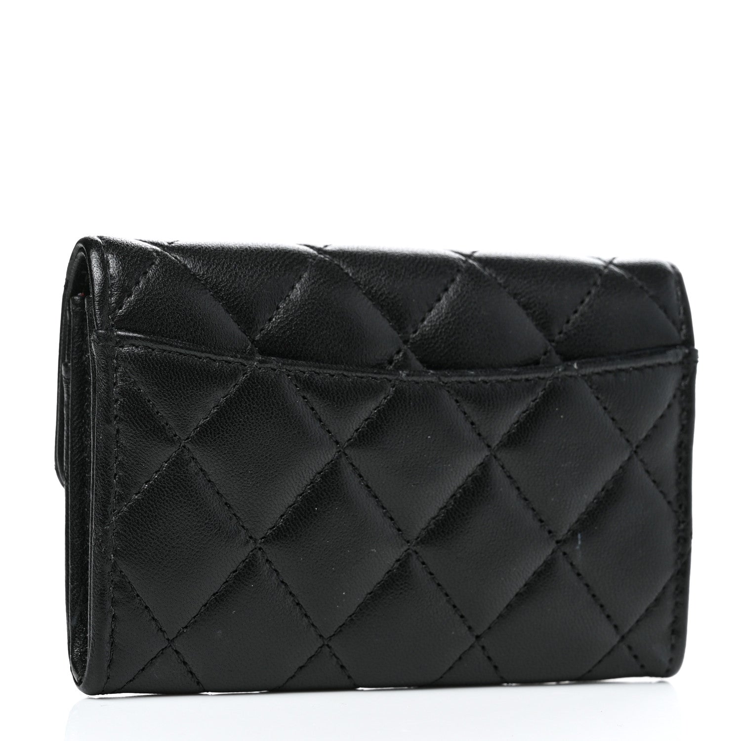 Chanel Lambskin Quilted Flap Card Holder Wallet Black 3 of 11