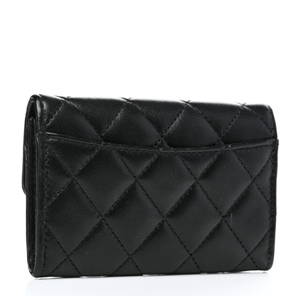 Chanel Lambskin Quilted Flap Card Holder Wallet Black 3 of 11