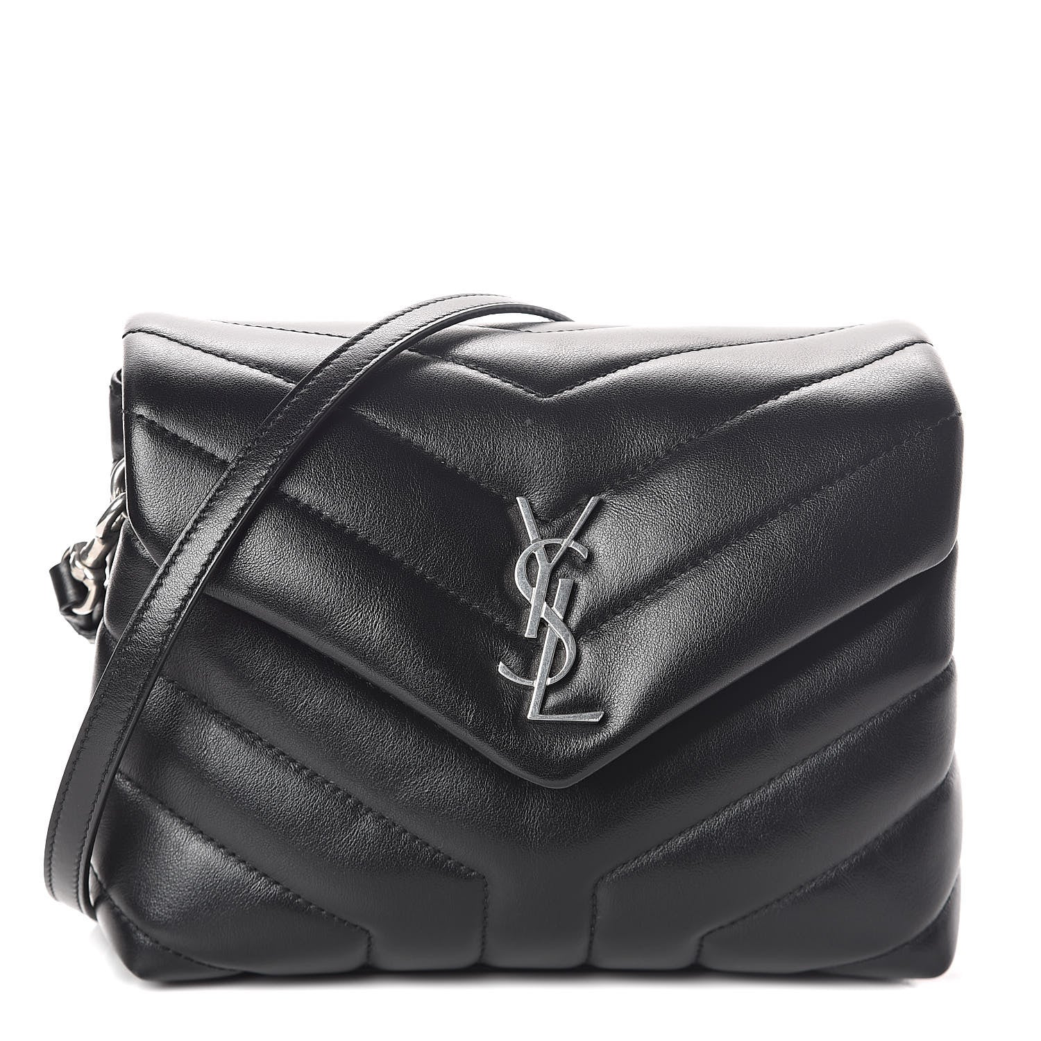 Saint Laurent Calfskin Y Quilted Monogram Toy Loulou Crossbody Bag Black 1 of 9