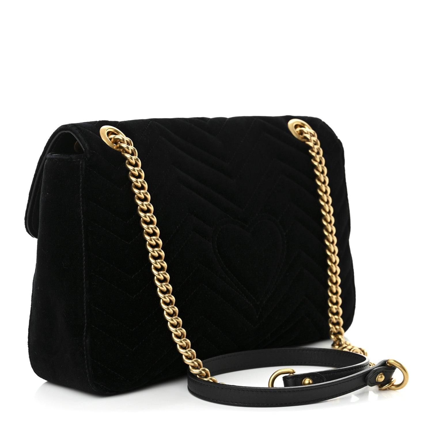 Gucci Velvet Matelasse Loved Embroidered Medium GG Marmont Shoulder Bag Black 3 of 11
