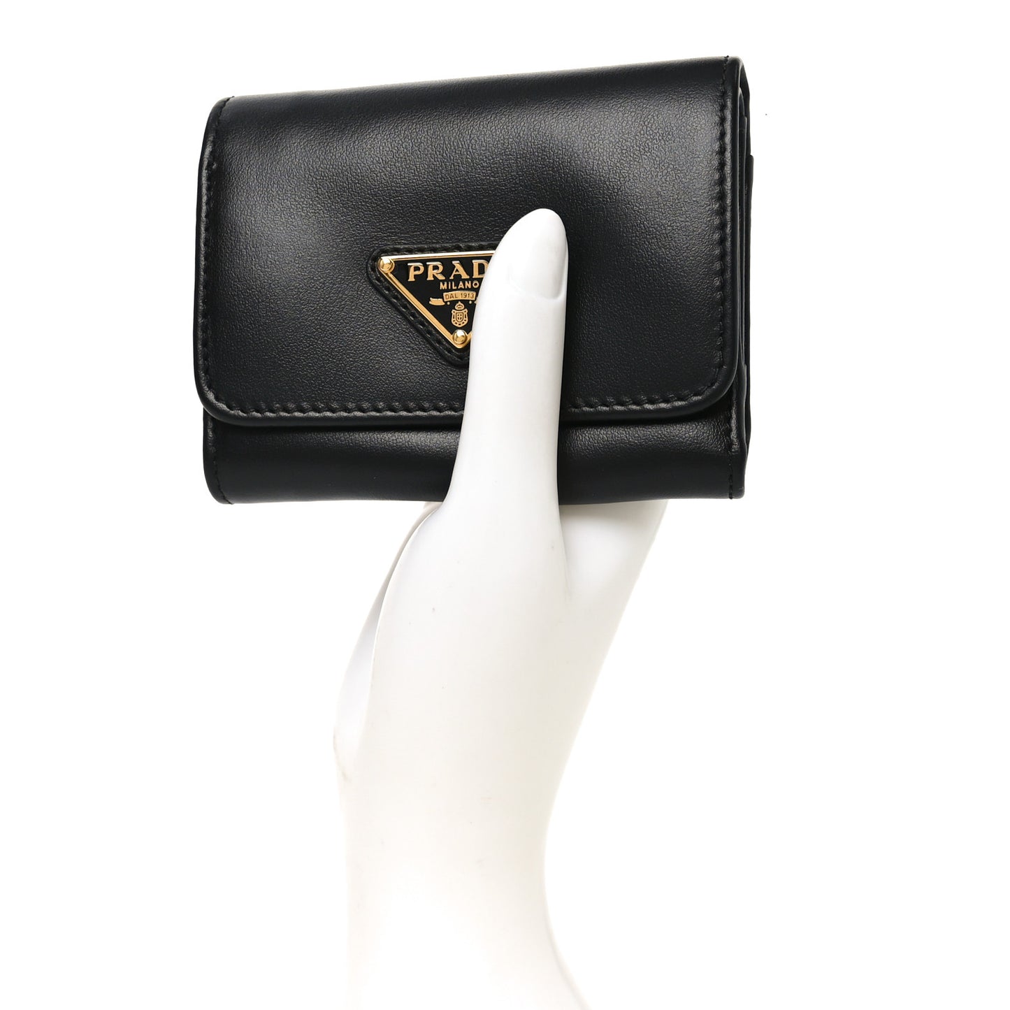 Metal Tri-Fold Compact Wallet Black