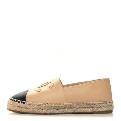Chanel Lambskin CC Espadrilles 37 Beige Black 1 of 9
