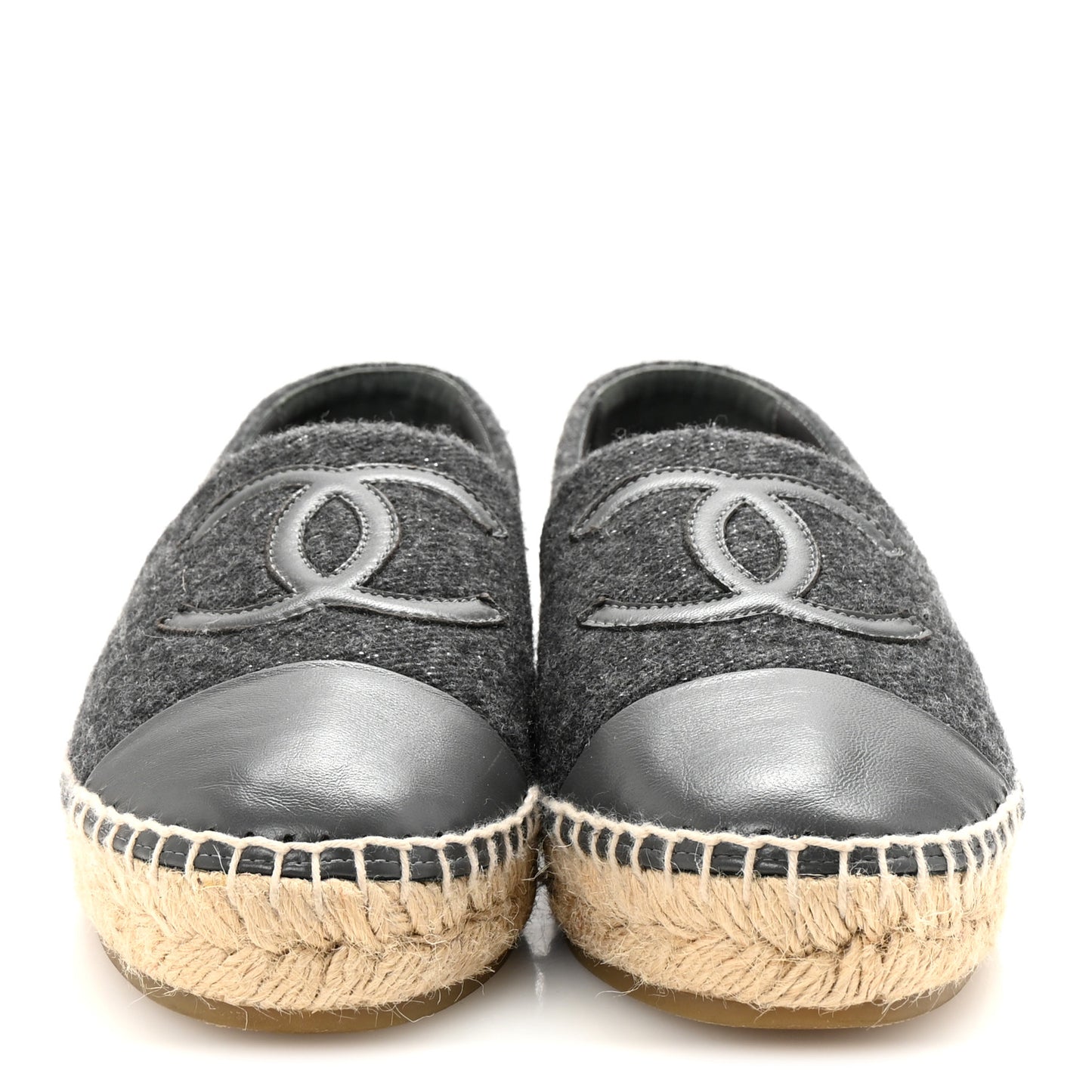 Tweed Lambskin CC Espadrilles 38 Grey