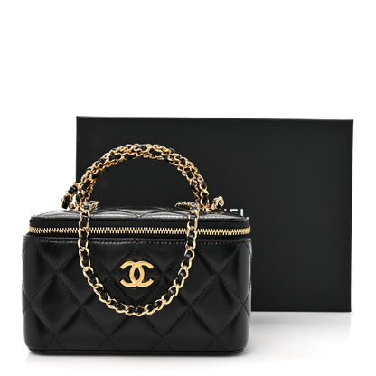 Chanel Shiny Calfskin Quilted Pick Me Up Vanity Case Black 13 of 13