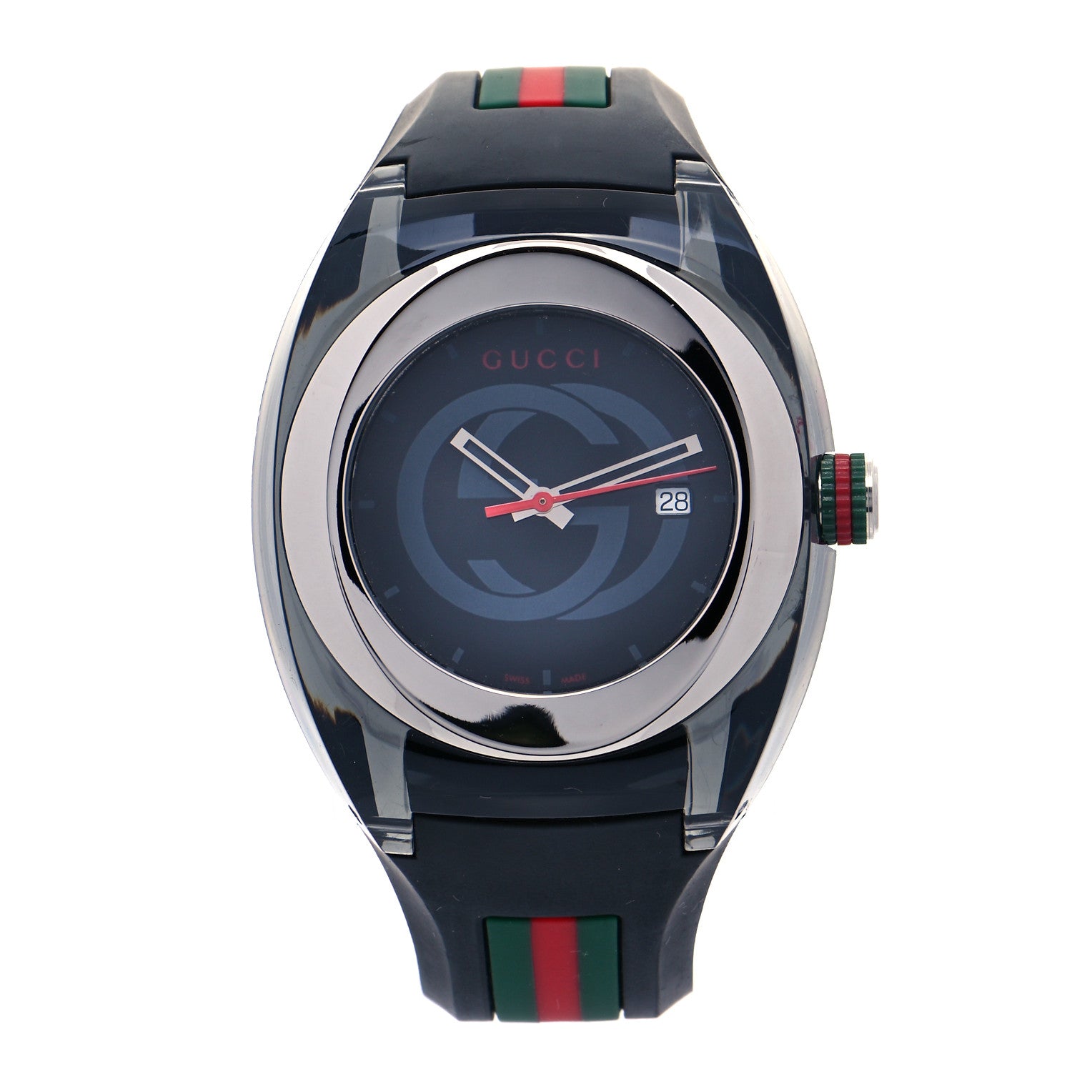 Gucci Stainless Steel Rubber 46mm Sync Web Quartz Watch Black 1 of 7