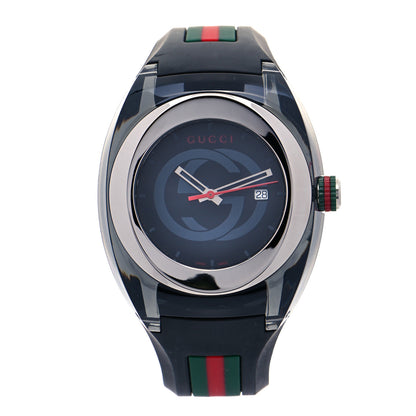 Gucci Stainless Steel Rubber 46mm Sync Web Quartz Watch Black 1 of 7