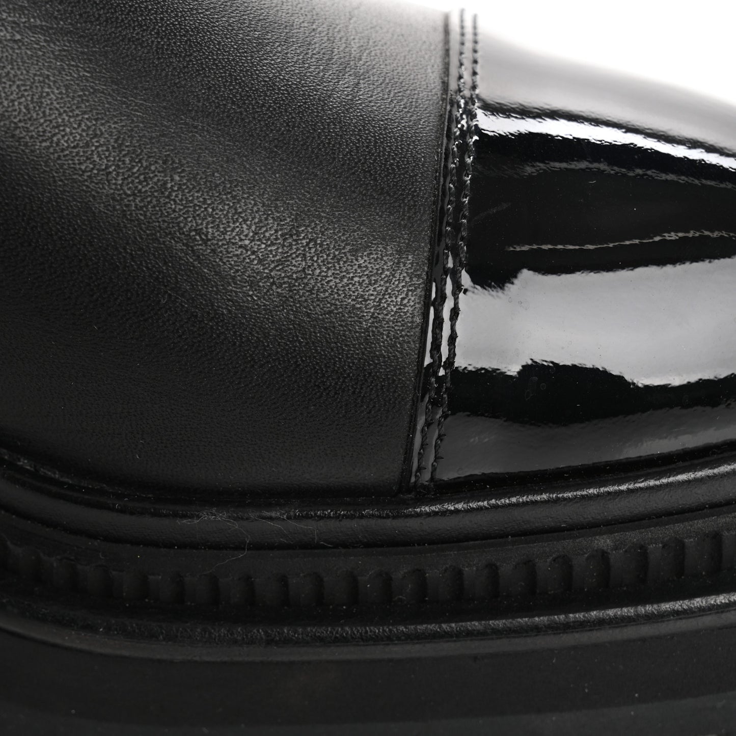 Calfskin Patent Cap Toe Ankle Boots 37 Black