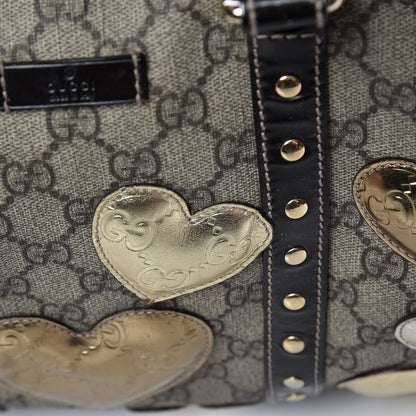Gucci Monogram Guccissima Hearts Studded Medium Joy Boston Dark Brown 16 of 26