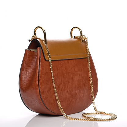 Chloe Grained Calfskin Lambskin Bi-Color Drew Shoulder Bag Orange Mustard 3 of 7