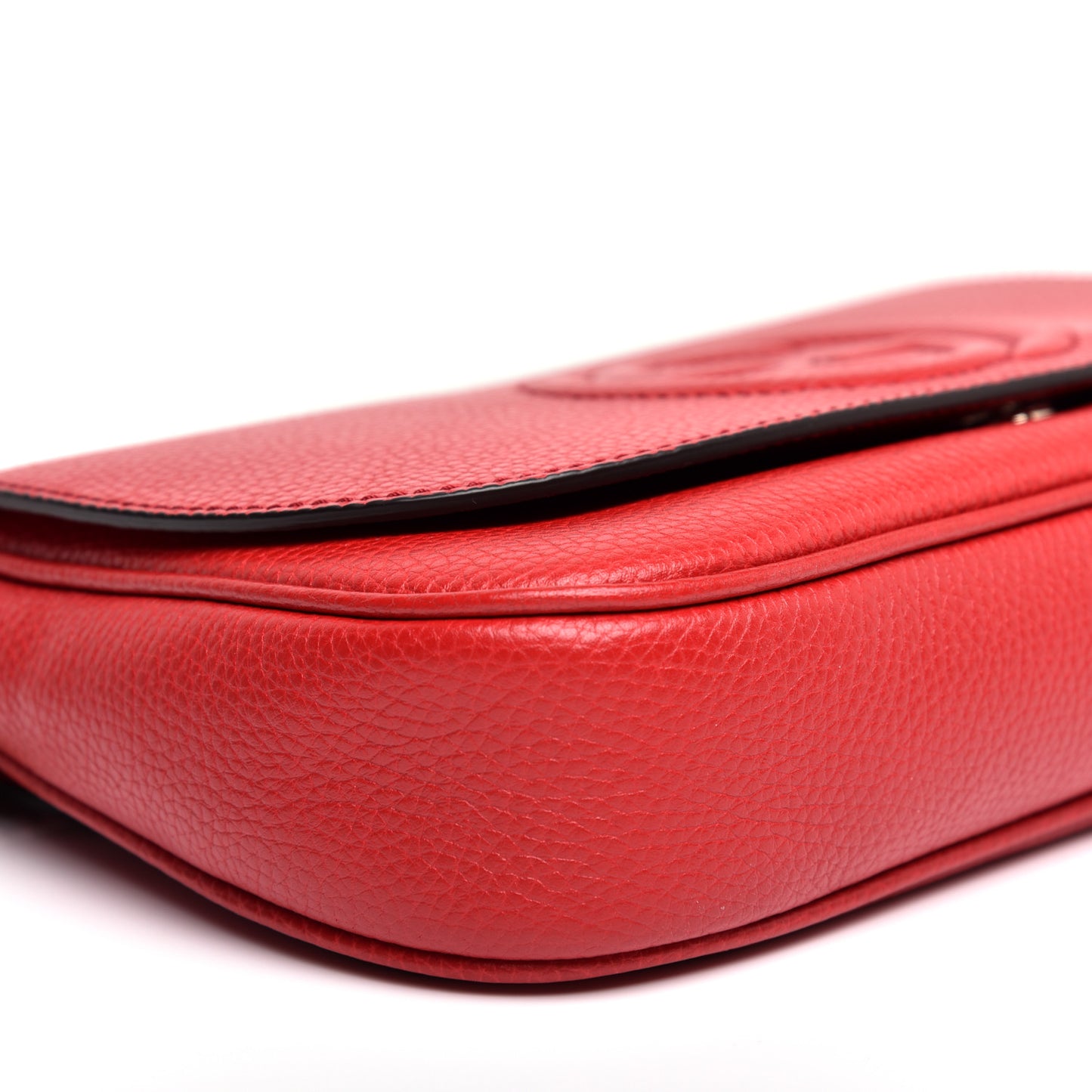 Pebbled Calfskin Medium Soho Flap Crossbody Vibrant Red