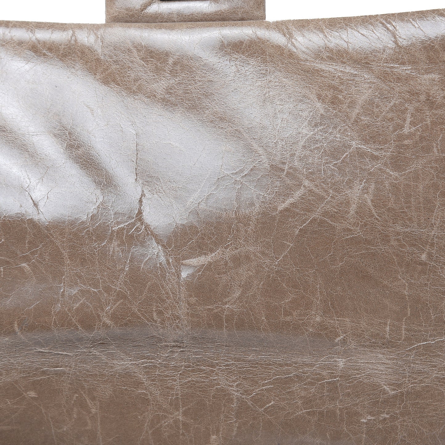 Glazed Calfskin Castle Rock Medium Flap Dark Beige