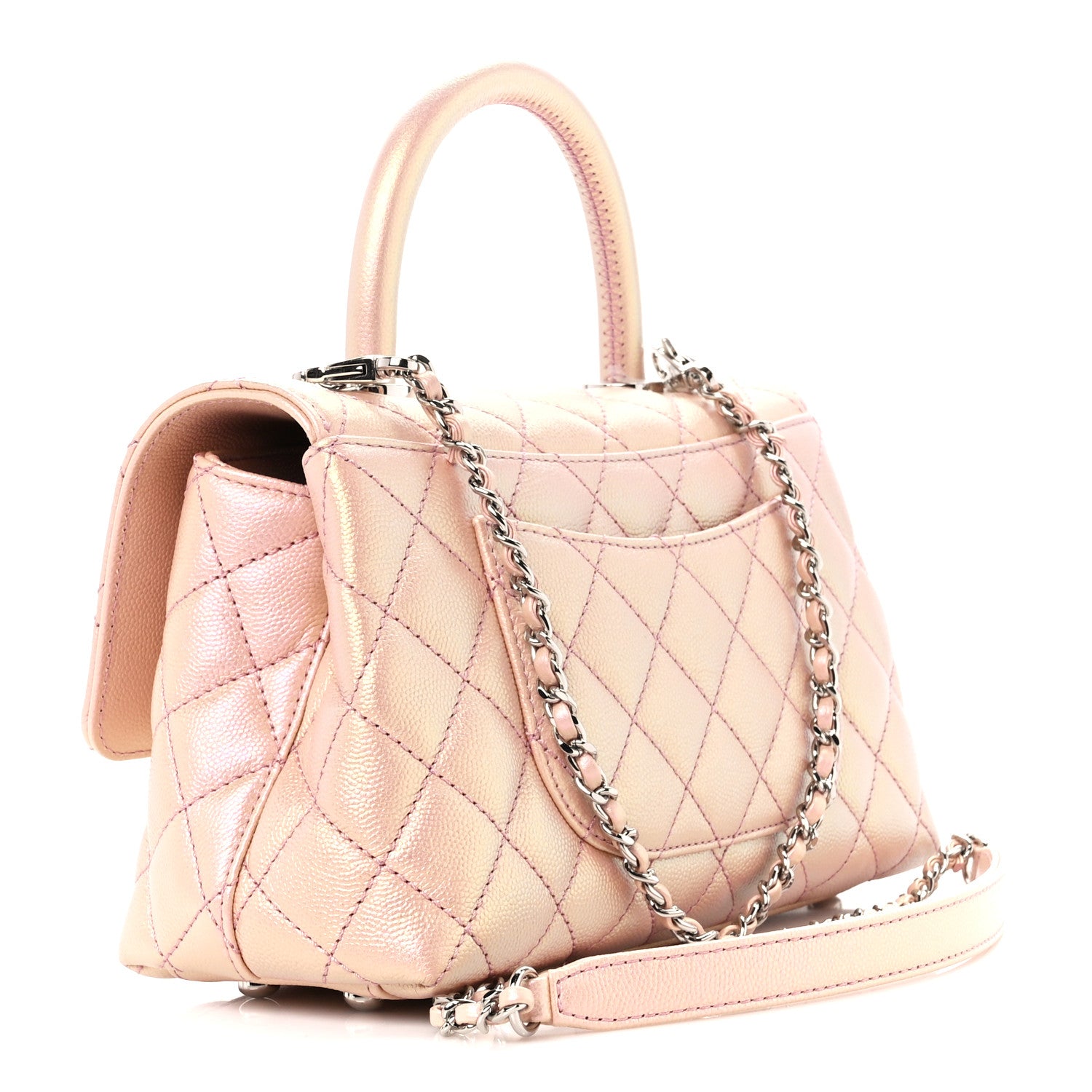 Chanel Iridescent Caviar Quilted Mini Coco Handle Flap Pink 3 of 11