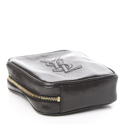 Saint Laurent Textured Patent Monogram Mini Wristlet Pebble 4 of 10